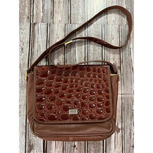 Gianfranco Ferre Brown Leather Crocodile Shoulder Bag Handbag vintage